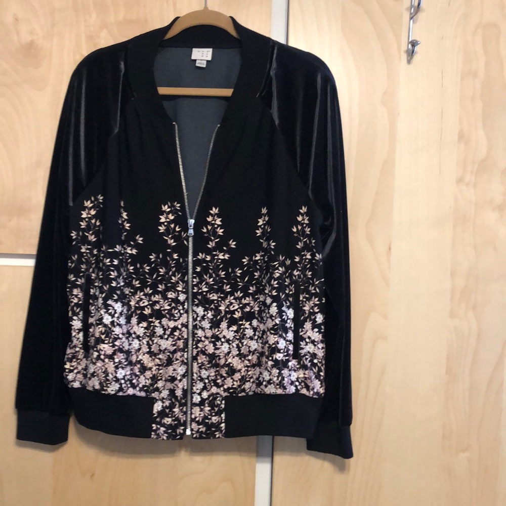 2 piece jacket and skirt elastic waist skirt zip front jacket